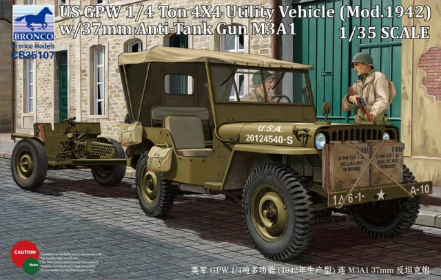 CB35107: US GPW 1/4 ton 4x4 Utility Vehicle (Mod.1942) w/37mm An
